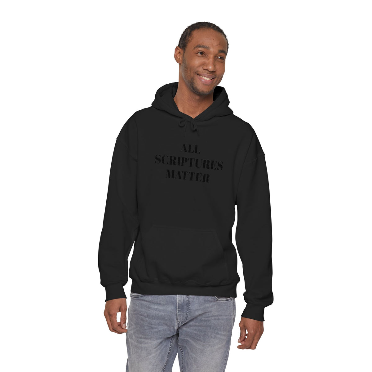 All Scriptures Matter Hoodie - Black on Black Embroidery