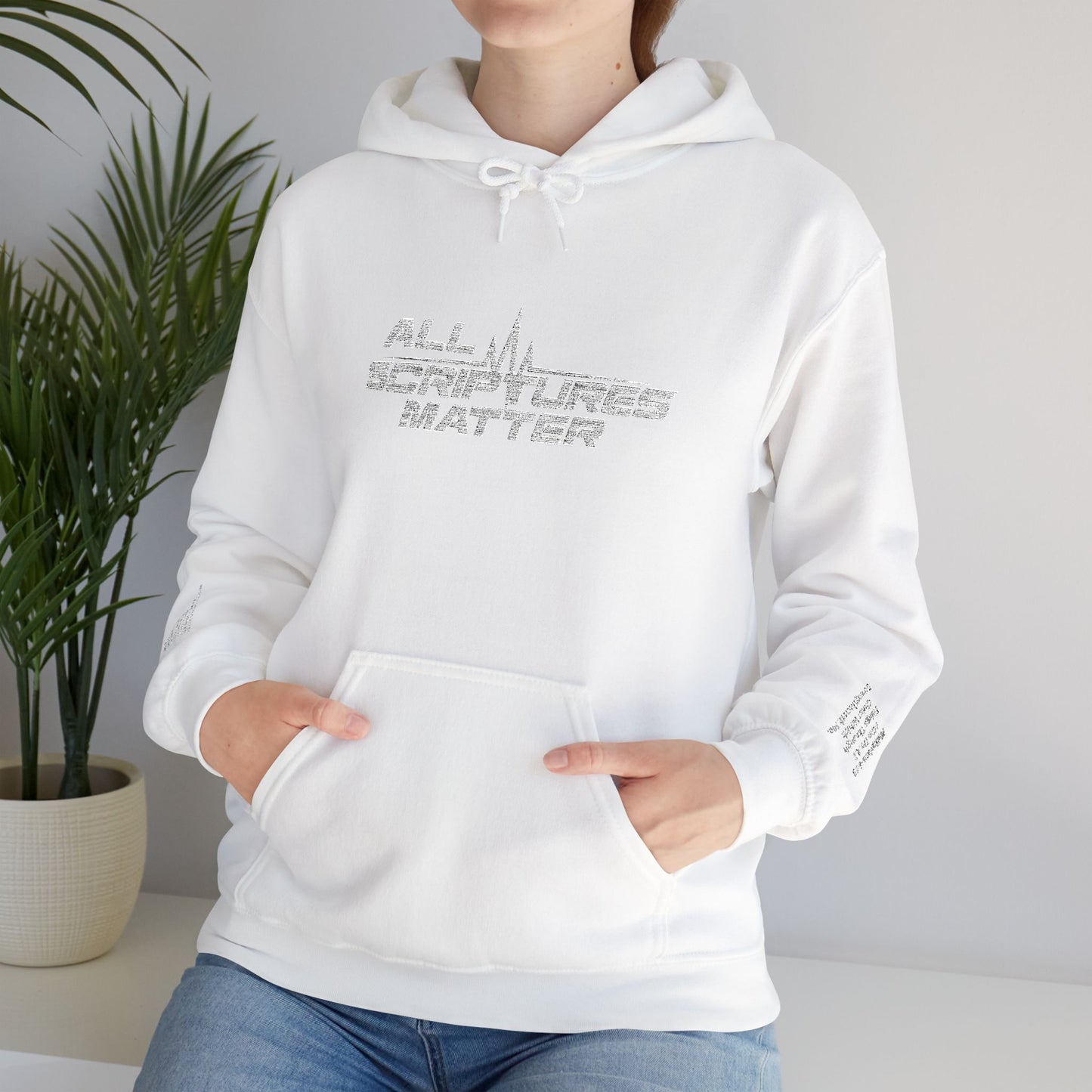 All Scriptures Matter Hoodie - White on White Embroidery